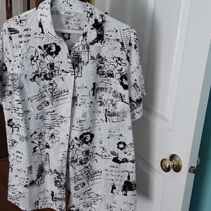White/Black Print Blouse